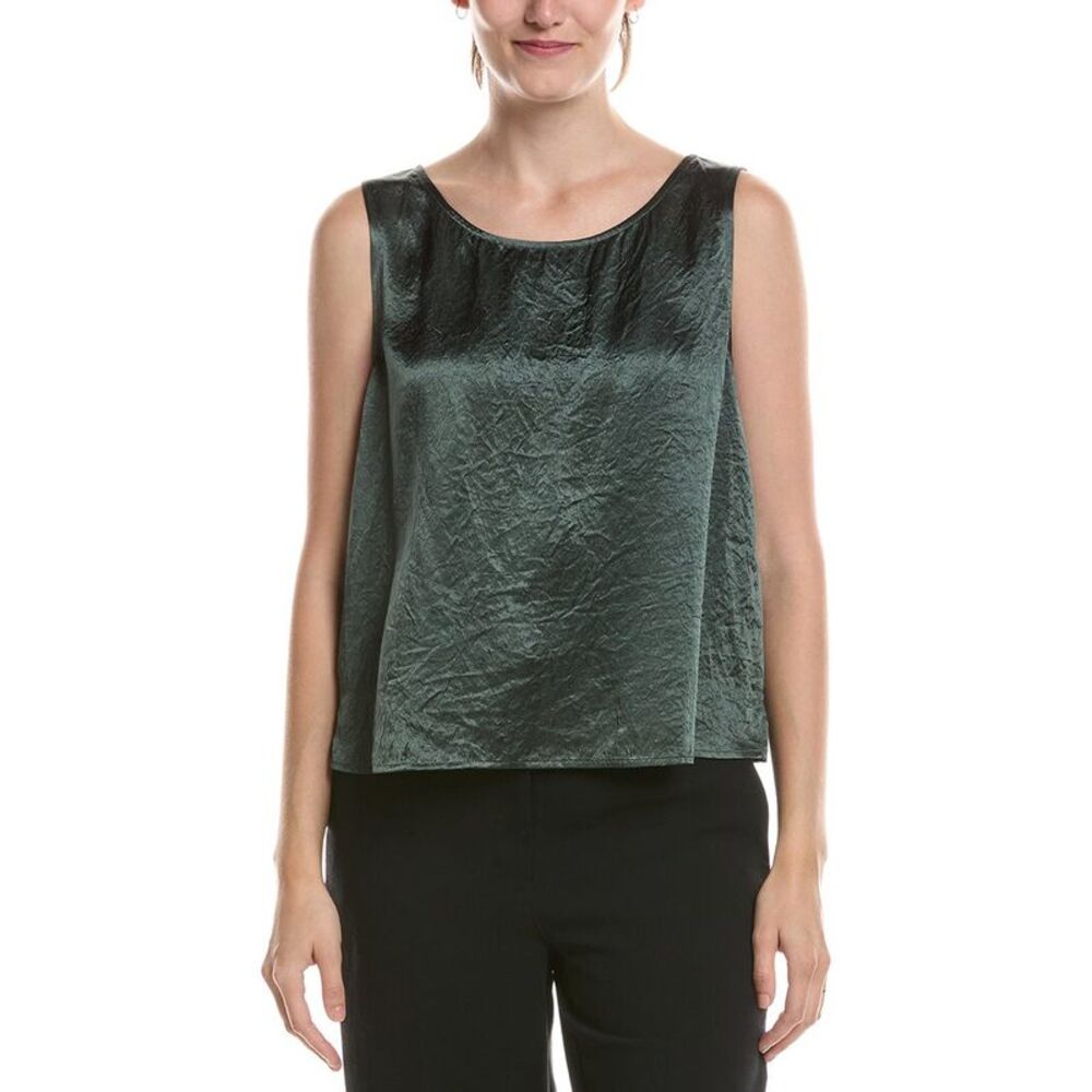 Eileen Fisher Womens  Ballet Neck Short Shell, Green
